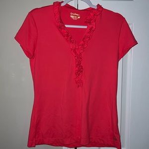 Lilly Pulitzer coral ruffle polo size Med